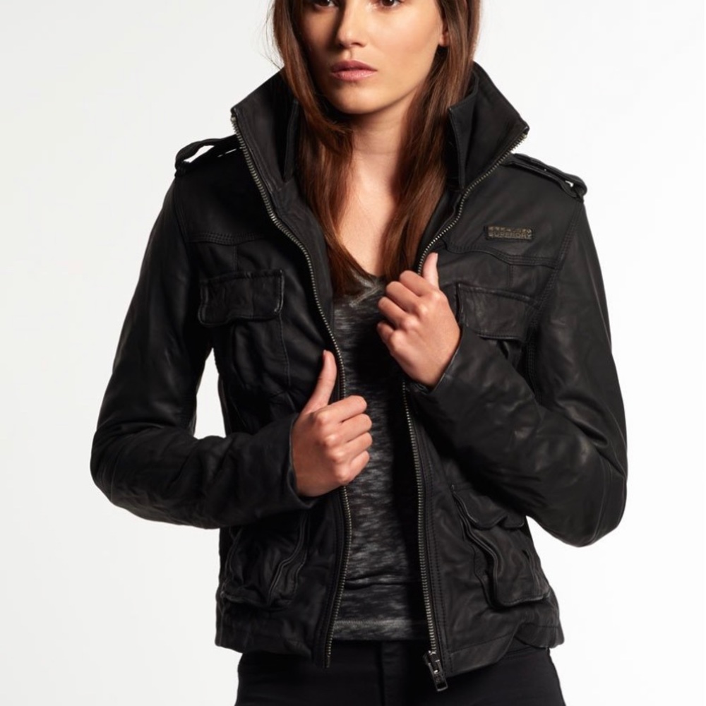 Genuine leather superdry jacket.